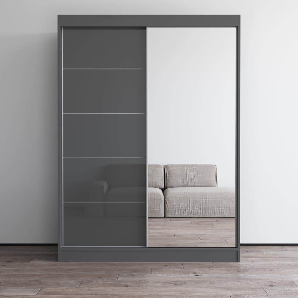 Aria High Gloss 2-door Modern Wardrobe with Mirror