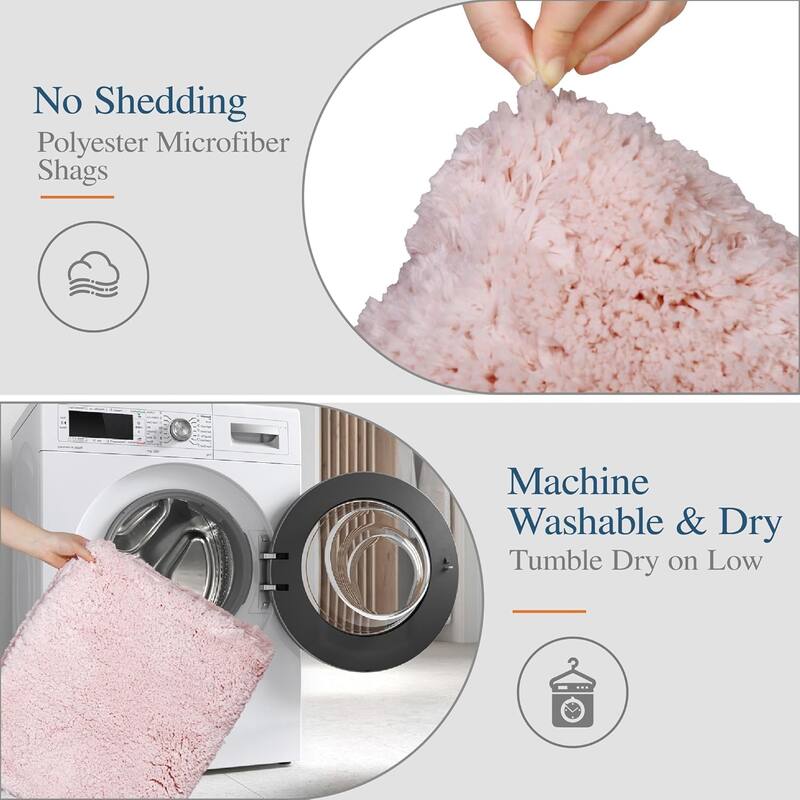 Bathroom Rug Non Slip Bath Mat for Bathroom, Water Absorbent Soft Microfiber Shaggy Bathroom Mat Machine Washable Bath Rug