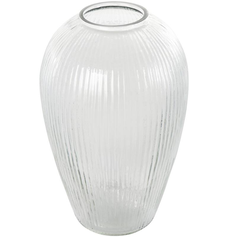 Clear Glass Ribbed Decorative Vase