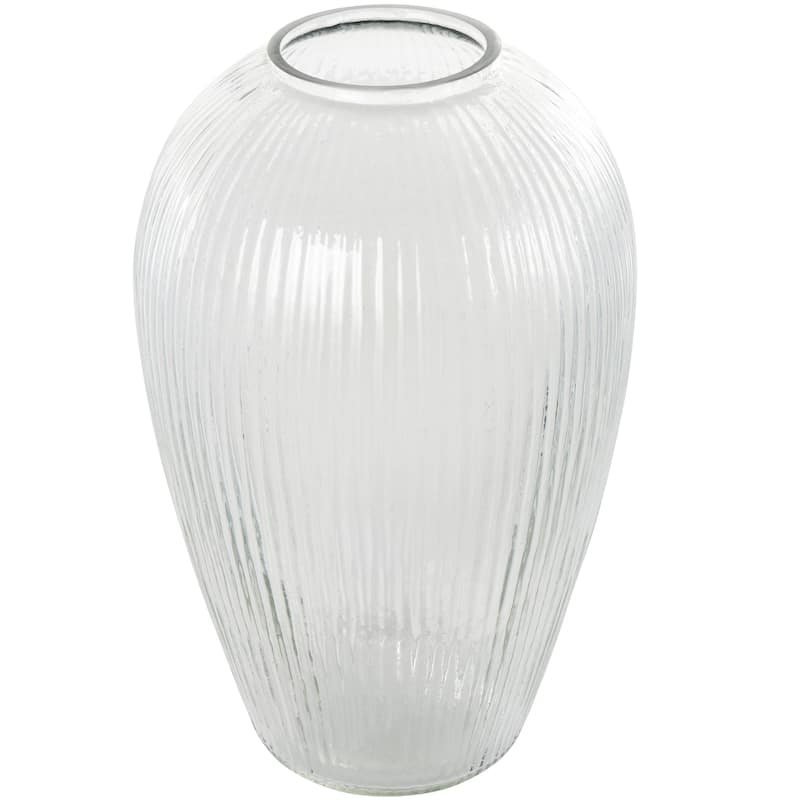 Glass Ribbed Decorative Vase - Clear - Roche River Decor - Clear