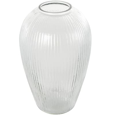 Glass Ribbed Decorative Vase - Clear - Roche River Decor