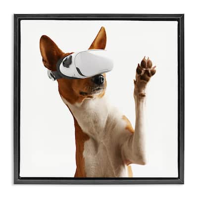 Stupell VR Gamer Dog Framed Floater Canvas Wall Art Design By CAD Designs