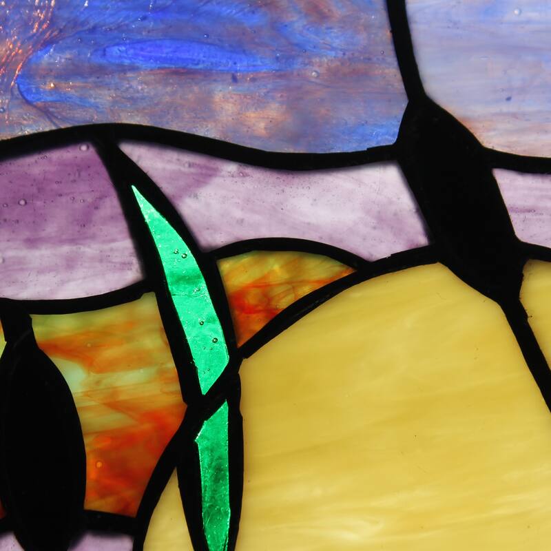 River of Goods Cattails Sunset River of Goods Multicolored Stained Glass Window Panel - 14" x 0.25" x 8.25"
