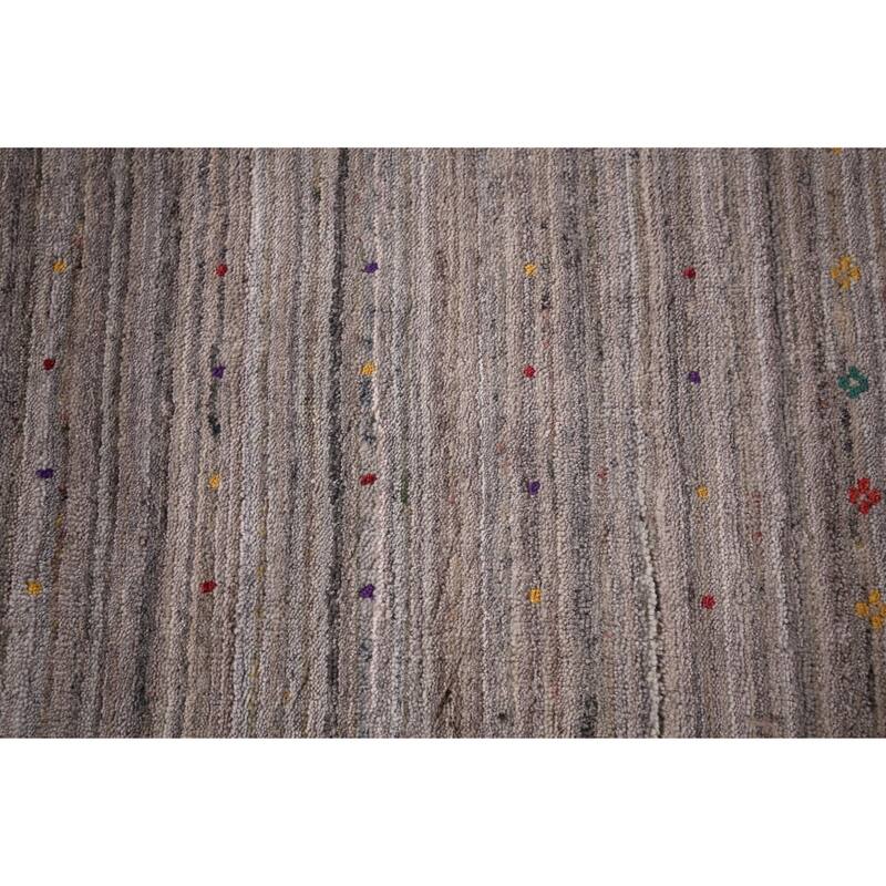 Striped Gabbeh Indian Square Rug Hand-Knotted Wool Carpet - 9'11"x 9'9"