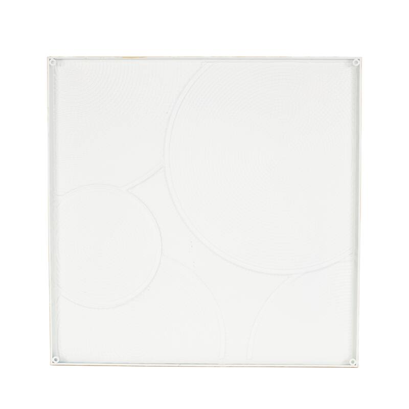 Cream Metal Textured Geometric Wall Decor with Overlapping Circles and Gold Frame