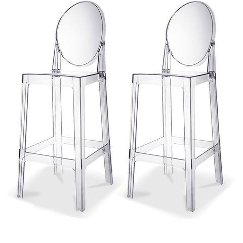 Modern Armless Clear 30-inch Barstools (Set of 2)