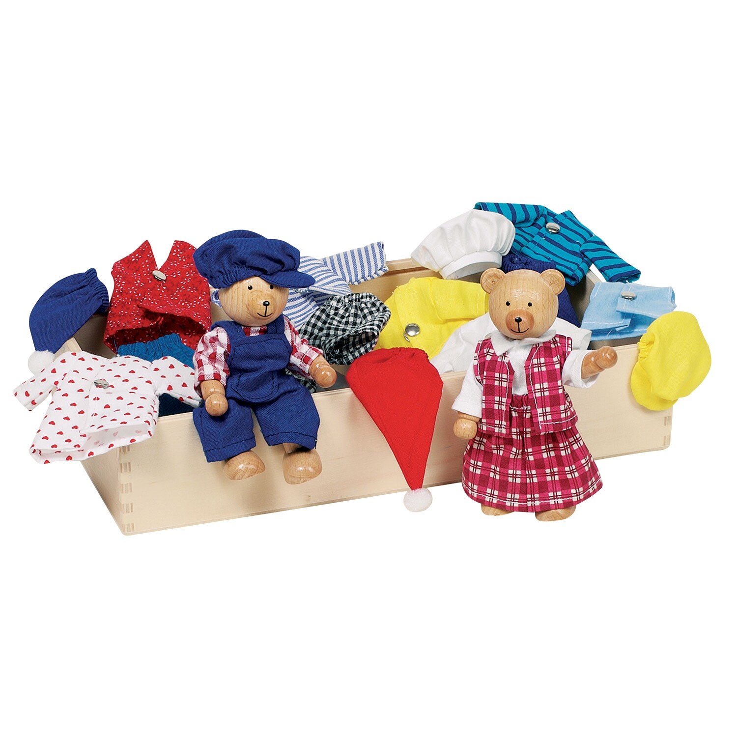 Shop Goki Wooden Dress Up Bears Dolls 2 Bears 8 Outfits In Wood