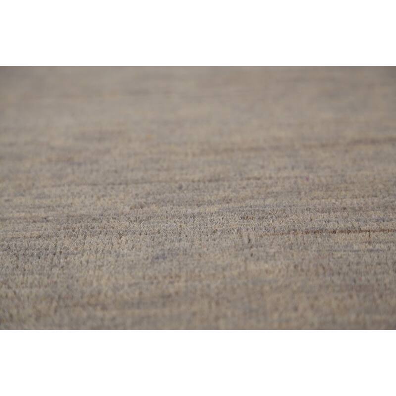 Beige & Gray Gabbeh Modern Rug Handmade Solid Wool Carpet - 2'9" x 4'1"