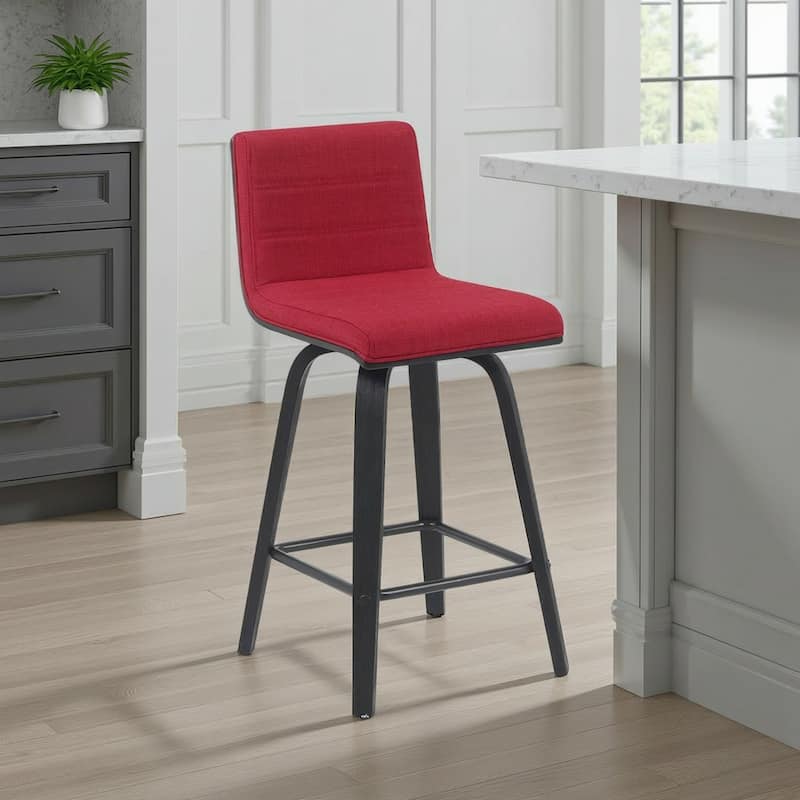 Skara Mid-Century Swivel Counter Stool, Upholstered Counter Height Chair with Bentwood Legs