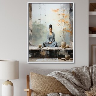 Designart "Yoga Serene Zen Pastel II" Yoga Framed Canvas Wall Art - Bed ...