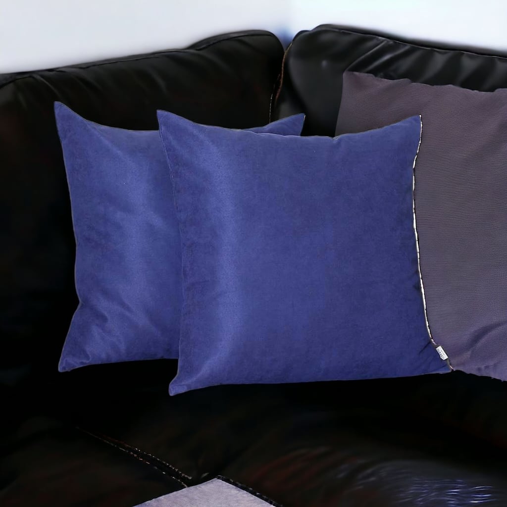 HomeRoots Set Of Two 22" X 22" Navy Blue Polyester Zippered Pillow Cover