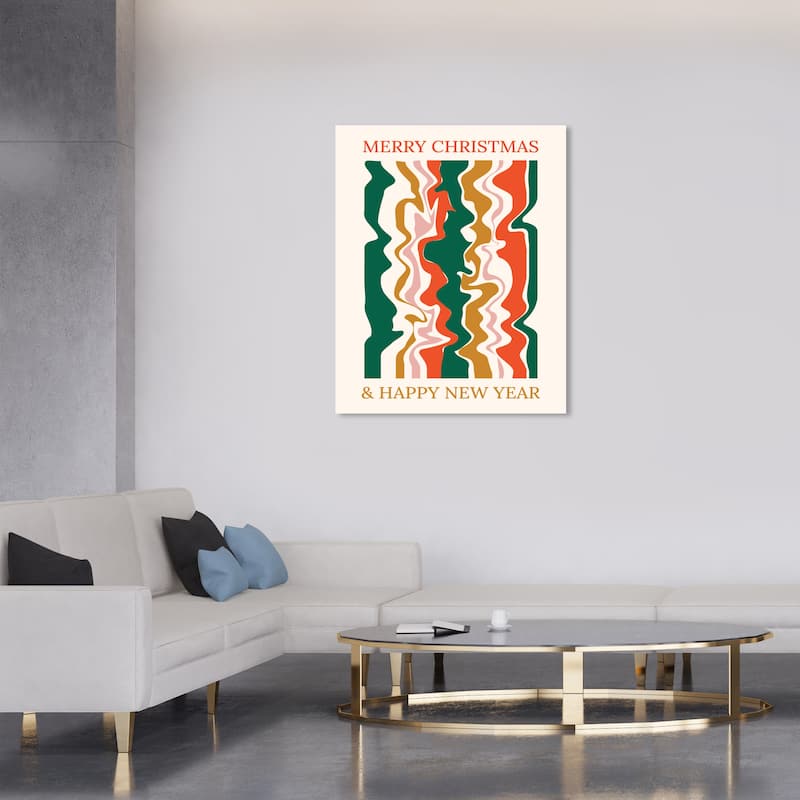 Wynwood Studio Canvas Holiday and Seasonal Green and Red Holiday Poster Green Modern & Contemporary Wall Art Canvas Print - 30 x 36