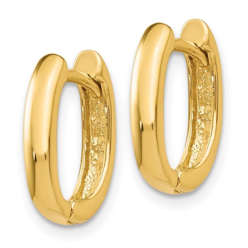 Curata 14k Yellow Gold Oval Hinged Hoop Earrings - 7x3mm