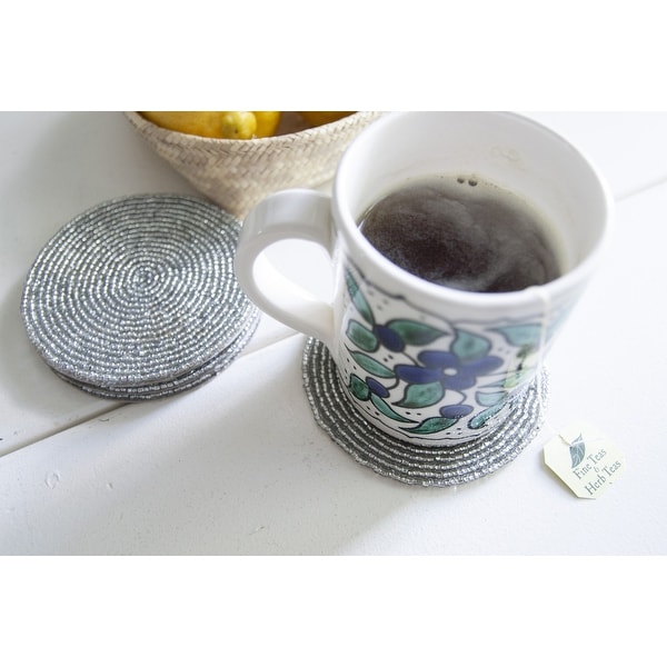 Handmade Non Slip Multipurpose Drink Coasters Silver Black Red