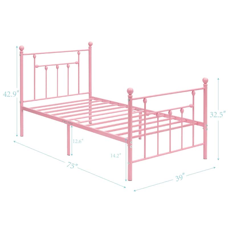 Victorian Platform Bed Frame With Headboard and Footboard Twin/Full/Queen Size Beds