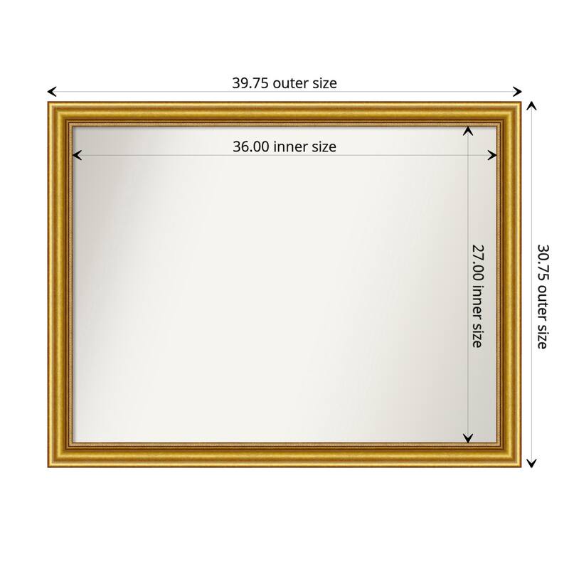 Townhouse Gold Framed Non-Beveled Custom Wall Mirror, Bathroom Vanity Mirror - Outer Size: 39.75 x 30.75