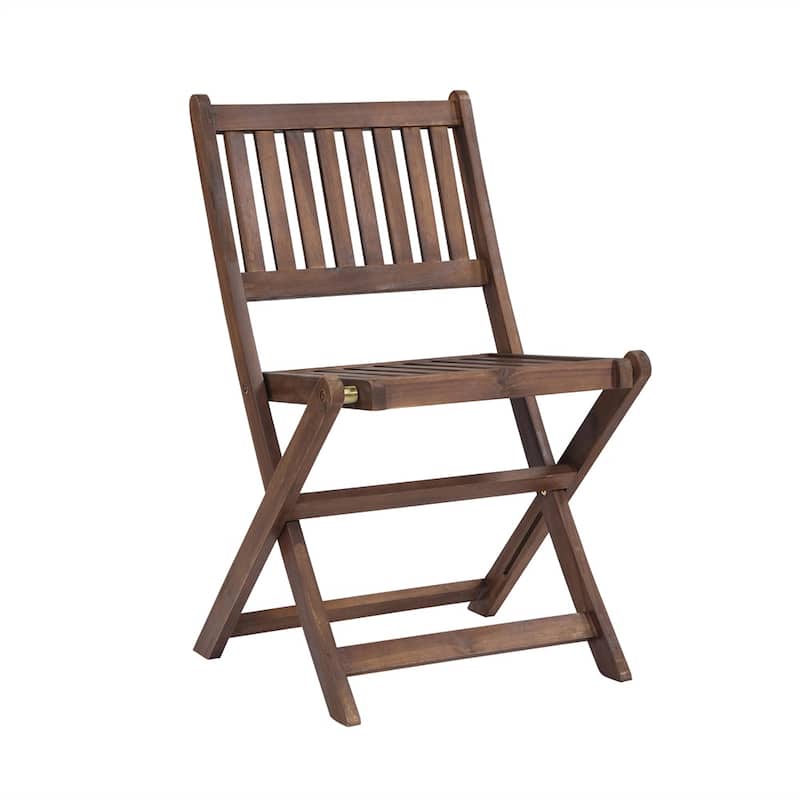 Brown Acacia Wood Bistro Set Compact Table and Chairs for Indoor and Outdoor Use - 19" x 21" x 32.5"