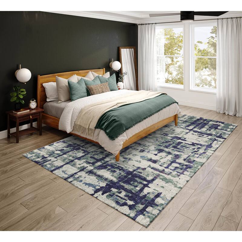 Indoor/ Outdoor Bravado Abstract Crosshatch Caramel Washable Area Rug - 10' x 14' - Purple
