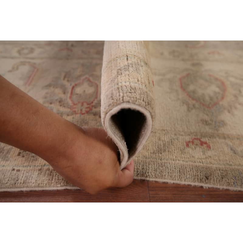 Hand Knotted Oriental 100% Wool Carpet Transitional All-Over Beige & Ivories Oushak Area Rug - 10' 2'' X 8' 2''
