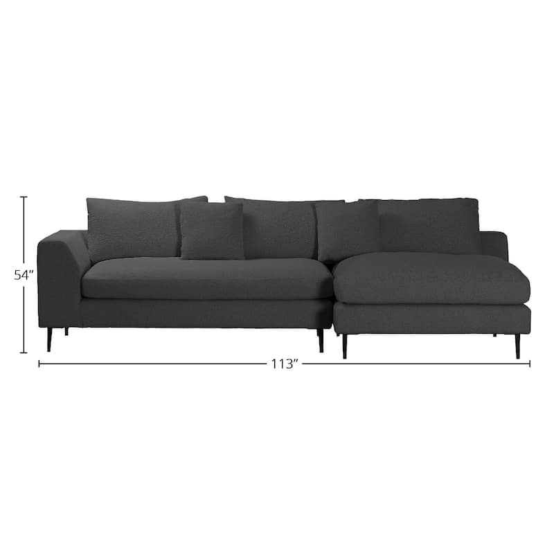Oslo 113-inch Modern Sectional Sofa with Chaise in Boucle