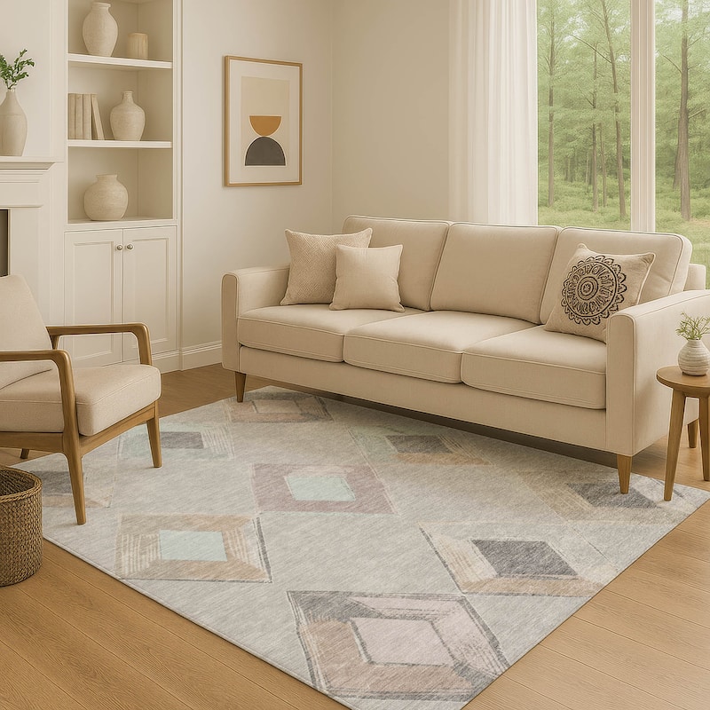 Premium Washable Super Soft Modern Diamond Mayfield Rug - Gray - 5' x 7'6"