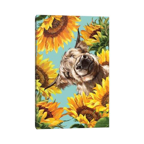 iCanvas "Highland Cow With Sunflower" by Big Nose Work Canvas Print