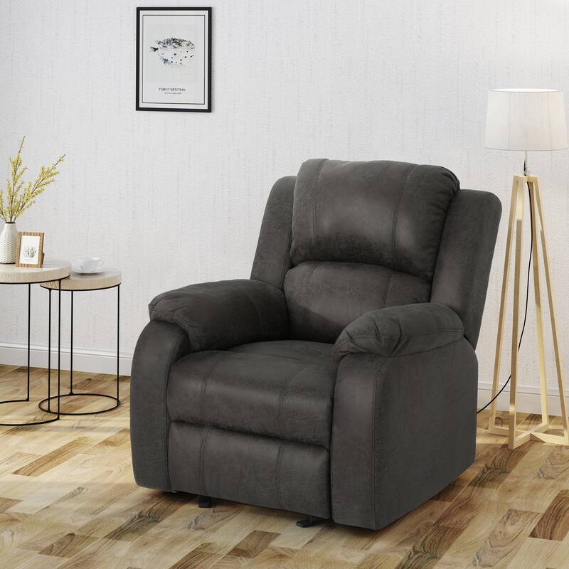 Upholstered Linen Manual Recliner Sofa Chair with Adjustable Backrest and Footrest, Modern Home Lounge Chair for Living Room - Slate