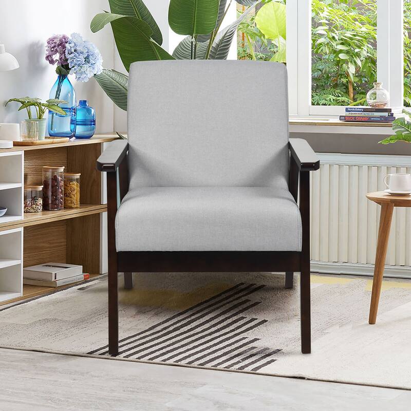 Accent Arm Chair Retro Upholstered Wooden Lounge Chair