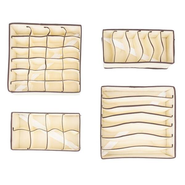 4 Pcs Nonwoven Fabrics Storage Boxes Beige Overstock 33613135