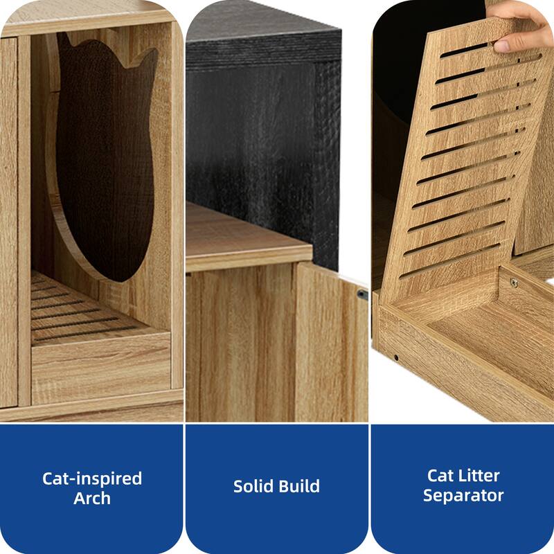 Moasis Cat Litter Box Enclosure with Power Outlet & LED Light