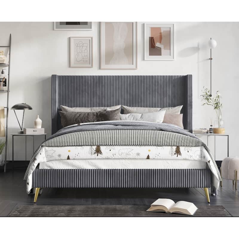Chester Upholstered Platform Bed - Grey - Full