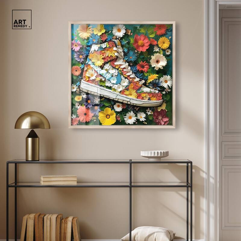 Painted in Floral Sneaker Shadowbox by Art Remedy