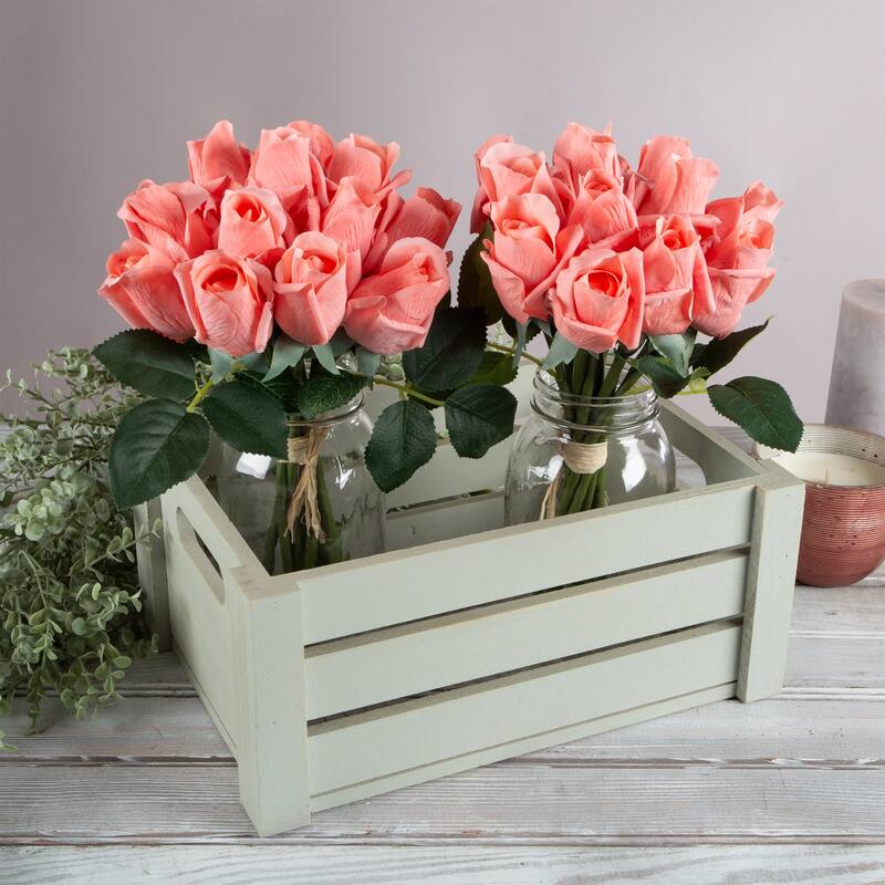 Pure Garden 24-piece Rose Artificial Flowers, Coral