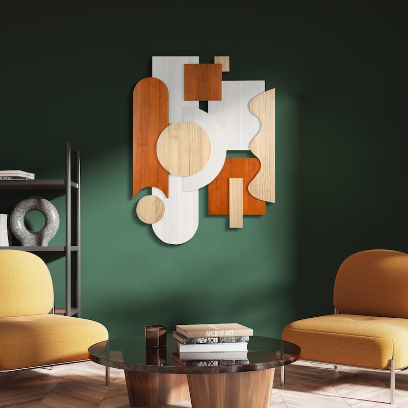 "Cinnamon Dreamscape" Hand Made & Hand Finished Dimensional Solid Paulownia Wood Abstracts Wall Art