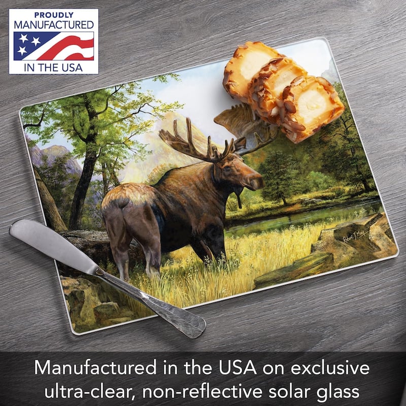 Tranquil Moose 3mm Heat Tolerant Tempered Glass Cutting Board 10” x 8” Made in the USA Dishwasher Safe