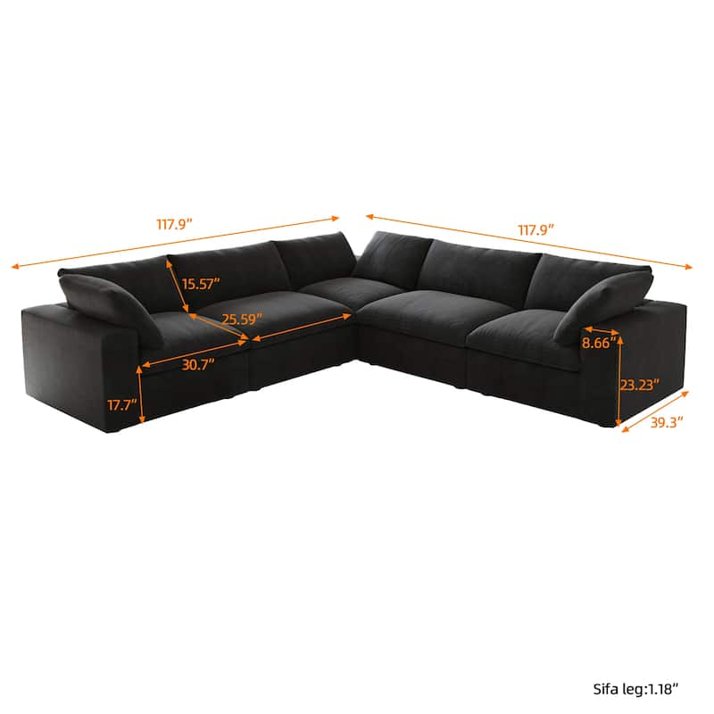V-shaped Large Corner Sectional Sofa Modern Upholstered Couch