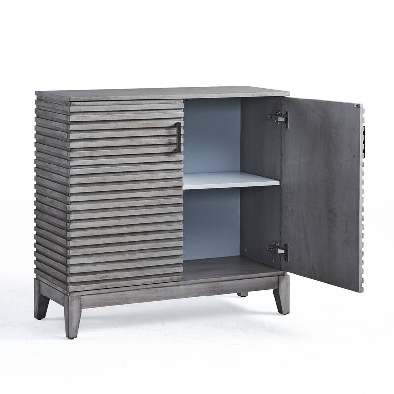 Morden Fort Wood Sideboard Storage Buffet Cabinet with 3D Stripes Doors