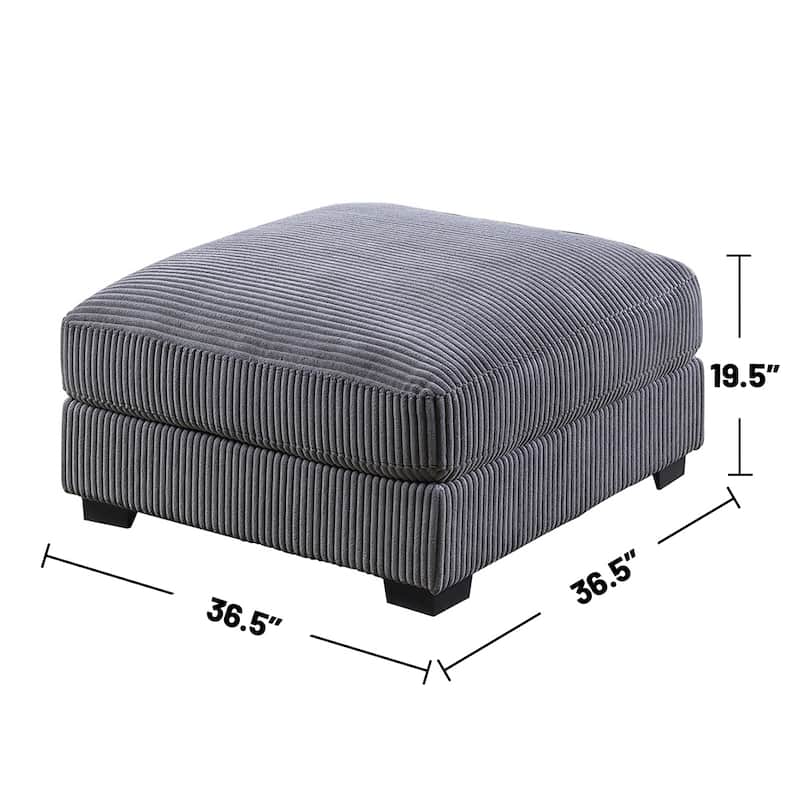 Gray Wide-Welt Corduroy Upholstered Modular Piece