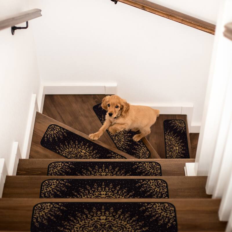 Beverly Rug Indoor Non Slip Steair Treads with Anti-Skid Rubber Backing, Medallion