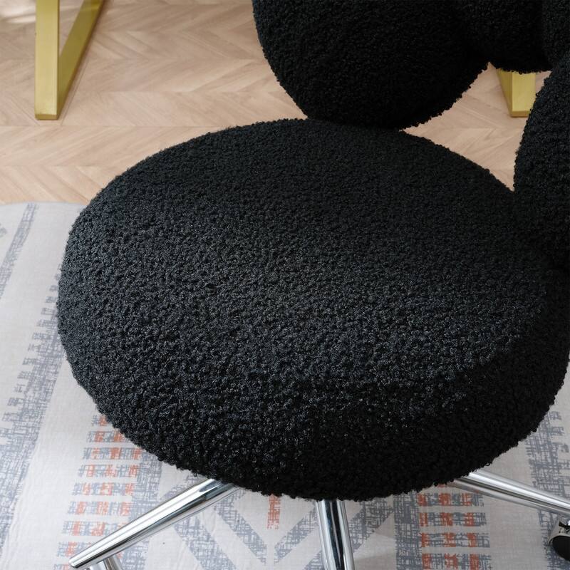 Modern Style Teddy Fabric Home Office Chair with Adjustable Height and 360°Swivel