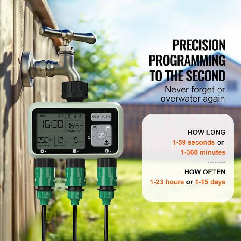 Water Timer Brass Inlet Metal Filter, IPX6 Waterproof for Yard Watering - from 7.25 psi to 120 psi