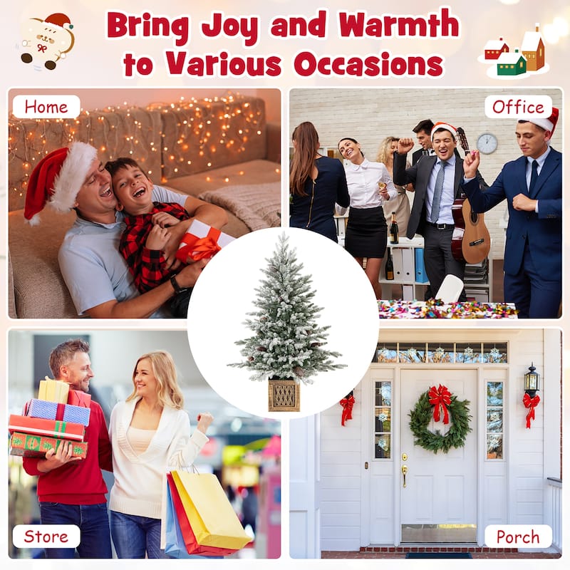 Gymax 4 FT Artificial Xmas Tree Flocked Christmas Tree w/ 231 PE PVC - See Details