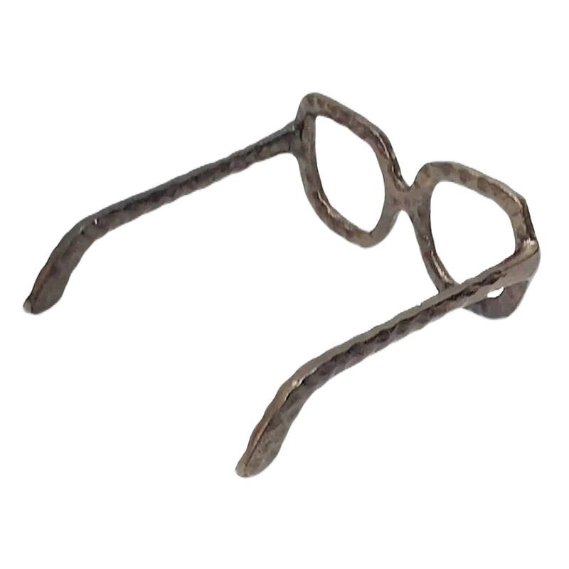 Metal Decorative Object Eyewear-Shaped Sculpture with Textured Design