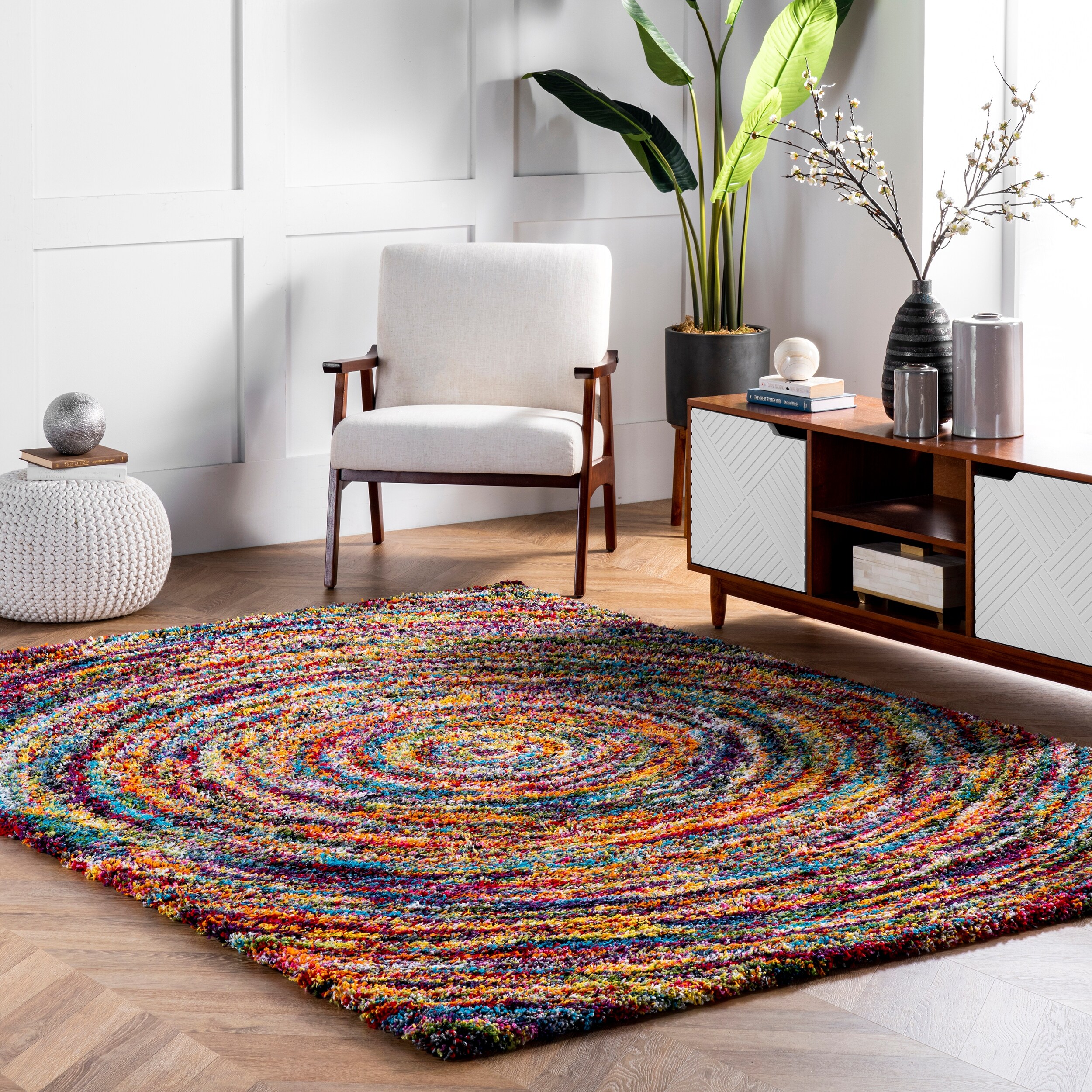 Beautiful Rainbow Colors Swirl Pattern Area Rugs Bedroom Living Room Floor Mat 