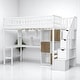 preview thumbnail 7 of 21, Twin Size Loft Bed with Staircase, L-Shaped Desk bed, LED Lights, Shelves & Cabinets, Space-Saving Workstation Bed Frame