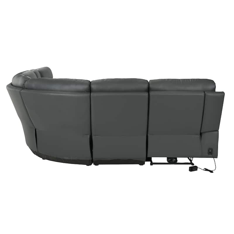 Furniture of America Joren Modern FSC Certified Leather Match Power Recline Sectional with Console and USB Port