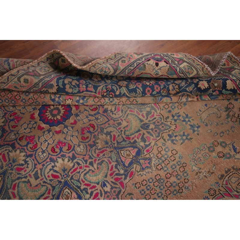 Mashad Persian Vintage Area Rug Handmade Wool Carpet - 6'7"x 9'11"