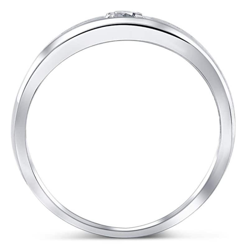 Diamond Brushed Men's Wedding Band in White, Yellow, or Rose Gold Lab Grown
