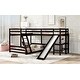 preview thumbnail 4 of 7, Espresso Twin Over Full Solid Pine Bunk Bed with Loft Bed, Desk, Slide
