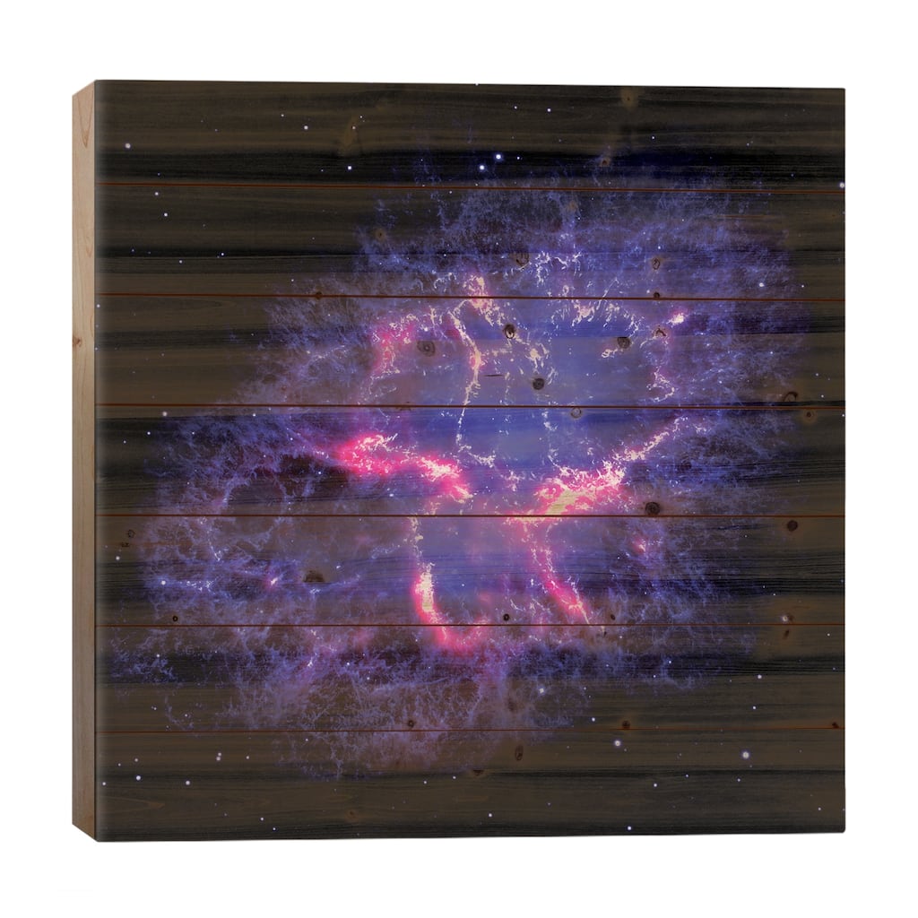 Composite View Of The Crab Nebula Print On Wood by NASA - Multi-Color